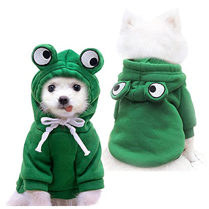 Dog Hoodie Basic Sweater Coat Cute - Frog Shape Warm Jacket Pet Cold Weather Clothes Outfit Outerwear for Cats Puppy Small Medium Dogs - color: Green Frog, size: X-Small