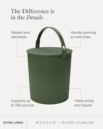 Martha by Martha Stewart Hachiman Extra Large Bucket, 5.3 Gallon - color: Olive, size: X Large