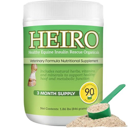 HEIRO Healthy Equine Nutritional Supplement for Horses, Herbal Blend with Magnesium and Vitamin E, Daily Metabolic Support Formula, Feed Powder, 90 Servings - size: 90 Servings