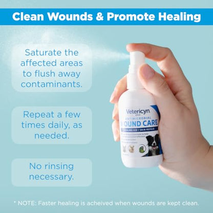 Vetericyn Plus Dog Wound Care Spray | Healing Aid and Skin Repair, Clean Wounds, Relieve Dog Skin Allergies, Safe for All Animals. 3 ounces - size: 3 oz