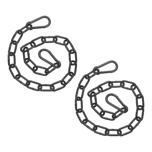 PATIKIL 2Pcs Gate Chain Lock, 19 in x 4mm Chain Dia Alloy Steel Hanging Chain Lock with 2 Open Clasps for Stall Barn Fence Gate Hammock Swing Punching Bags Sandbag Yoga Gym, Black - size: 16inch x 4mm