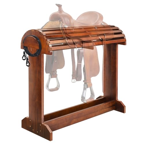 Extra-Large Wood Saddle Rack - Non-Abrasive Design, Bridle Rack & Heavy-Heavy Duty Saddle Stand for Equestrian Homes Horse Tack Room Organization 29.9"x13.8"x30.7 (Walnut) - color: Walnut
