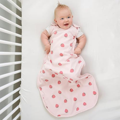 Woolino Toddler Sleeping Sack, 4 Season, Merino Wool and Organic Cotton, Baby Sleep Bag, 2-4 Years, Strawberry - color: Strawberry