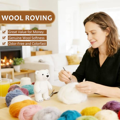 3.4oz Needle Felting Wool Downtown Brown for DIY Needle Craft Enthusiasts - color: Downtown Brown