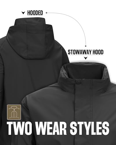 33,000ft Men's Waterproof Rain Jacket Packable Lightweight Hood Rain Shell - color: Black, size: Small