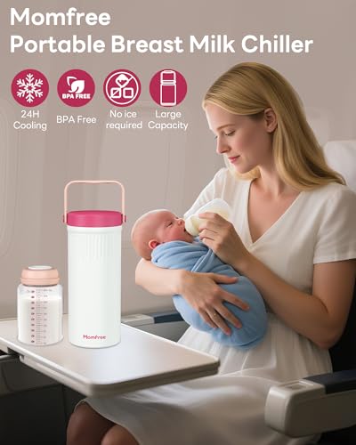 22oz Portable Breast Milk Cooler for Breastmilk, Liquid Gold Saver 360° Cooling Keeps Milk Fresh for 24 Hours, Larger Capacity Breastmilk Chiller with 2pcs Bottles for Outdoor Mom
