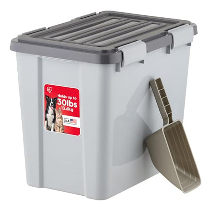 IRIS USA Dog Food Storage Container, Up to 30 lbs, Gray/Dark Gray - color: Gray/Dark Gray