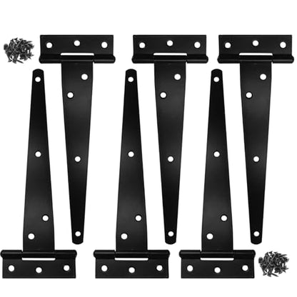Murtenze Heavy Duty T-Strap Hinge, Black, 8 Inch, 6 pcs - color: Black, size: 8 Inch - 6Pack
