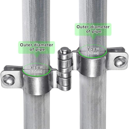 Insaga 1-3/8'' Chain Link Fence Gate Post Hinge Kit, Thick SUS304 Chain Link Fence Parts Includes Female Gate Hinge (2pcs) and Male Gate Hinges (2pcs), Heavy Duty Gate Hinges up to 500LB (2 Pairs) - color: Heavyweight, size: 1-3/8''-2Pack