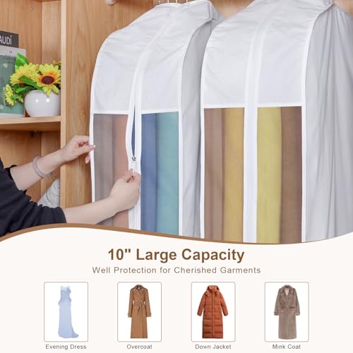 60 Inch Premium Cotton Garment Bag for Hanging Clothes and Storage - size: 10"W x 60"H-3pcs