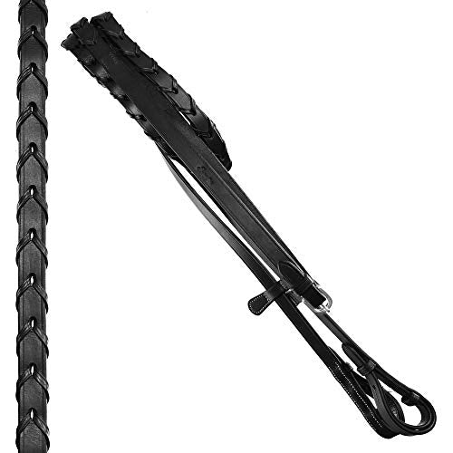 Exion Fancy Stitched Figure 8 Hunter Bridle with Laced Reins – Raised Veg-Tanned Leather English Jumping Bridle Set for Horses – Classic Mexicana Split-Poll Equestrian Show Tack, Pony Cob Full - size: Full/Horse Size