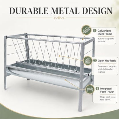 94 Gallon Livestock Hay Feeder, Large Capacity Outdoor Feed Storage Bin
