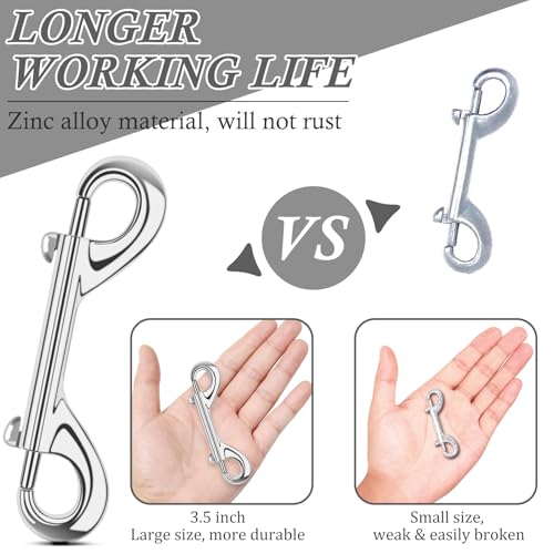 ERKOON 3.5 inch Double Ended snap Hooks,110lbs Metal Clips Load Capacity Zinc Alloy Double Sided Clips Heavy Duty Trigger Snap for Dogs Leashes/Water Bucket/Horse Feed/Hammocks Bolt snap - size: 4 Pack