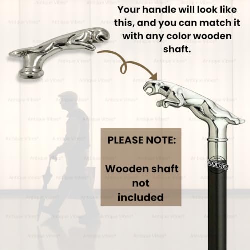 Walking Stick Handles Replacement with Brass Collar Ring Pet Handle for Wood Canes Costume Prop Casual Unisex Gift