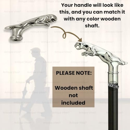 Walking Stick Handles Replacement with Brass Collar Ring Pet Handle for Wood Canes Costume Prop Casual Unisex Gift