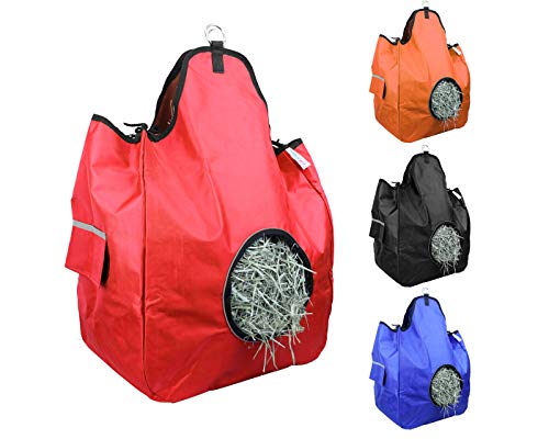Derby Originals Heavy Duty 1200D Horse Hay Bag – Patented Ventilation Windows, Anti-Waste Feeding Design, Holds 2-3 Flakes, Slow Feed Front Opening, 6-Month Warranty - color: Red