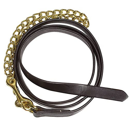 Schneiders Billy Royal 6' Havana Leather Horse Lead with 24" Brass Chain | 1" W x 6' L | Superior Horse Control | Matches Billy Royal Halters