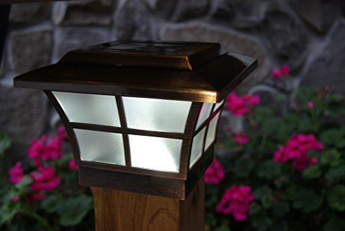 Classy Caps 4x4 Prestige Solar Post Cap - Fits 3.5"x3.5" and 4"x4" Deck & Fence Posts - Electroplated Copper - Warm/Cool Light Color Modes - SL079C - color: Copper