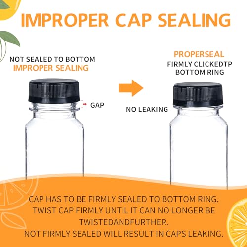 30pcs 6oz Empty Plastic Juice Bottles with Tamper Evident Caps - size: 6 ounces