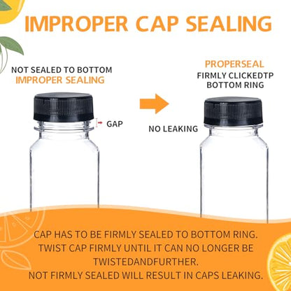 30pcs 6oz Empty Plastic Juice Bottles with Tamper Evident Caps - size: 6 ounces