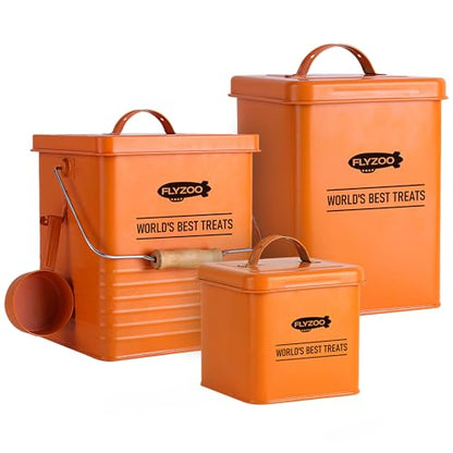 Metal Dog Food Containers, Dog Treat Snack Jars with Lids and Spoon,3 Set