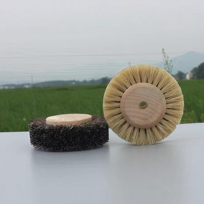 2-Piece Set of Horsehair Brushes, polishing Wheels, Woodworking Furniture, Rotating Drilling Tools (Color: 2-Piece Horsehair Brushes)