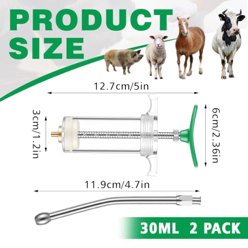 Threlaco 30ml 2 Pcs Drench Gun for Goats, Sheep & Cattle - size: 30ml