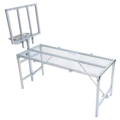 HECASA Sheep Milking Stand Livestock Feeder Rack Adjustable Headpiece - color: Silvery
