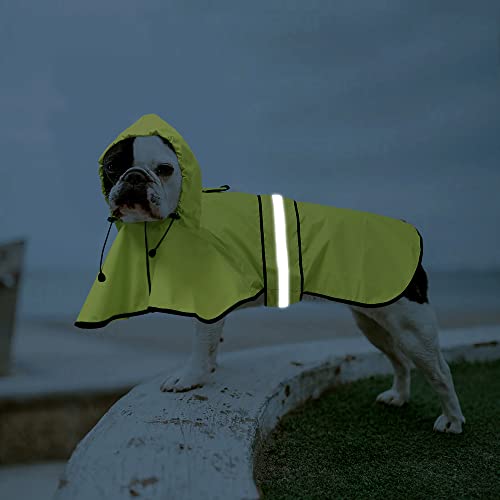 Waterproof Dog Rain Coat - Adjustable Hooded Pet Rain Jacket Raincoat, Reflective Lightweight Dog Slicker Poncho Raincoats (Neon Green, Medium) - color: Neon Green, size: Medium