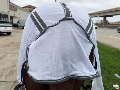 Hilason Horse Fly Sheet UV Protect Mesh Bug Mosquito Summer - color: White/Gray, size: 72 In