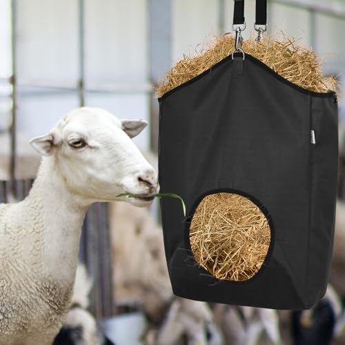 3 Packs Black Goat Hay Feeder, Hay Bags for Goats, Horses, Sheep - color: 3Black