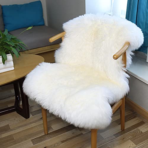 Champlus Genuine Australian Merino Sheepskin Rug, 2.3x3.3 ft Sheep Skin Fur Rug, Lambskin Area Rug, Single Pelt, White - size: 2'4" x 3'4" (Natural)