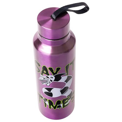 Silver Buffalo Beetlejuice Sandworm, Stainless Steel Water Bottle, 27oz | Say it Three Times, Includes Strap, 0.8 Liters - color: Beetlejuice, size: 27 Ounces