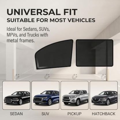 Side Window Sun Shades, Blocking & Heat Insulation Window Sunshades, Blackout Privacy Blind Cooling Curtains for Front Rear Windows, Fit for Taking a Nap, Changing Clothes, Camping (Black)