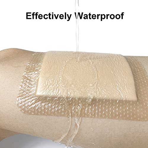Carbou 5Pcs Silicone Foam Dressing 6" x 6" (15cmx15cm) - Square Wound Care Dressing with Border Adhesive Waterproof Central Ultra Absorbent-Foam(4.3" X 4.3") Waterproof Silicone Wound Bandage | Wound Care Dressing with Border, Adhesive Waterproof Central