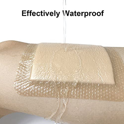 Carbou 5Pcs Silicone Foam Dressing 6" x 6" (15cmx15cm) - Square Wound Care Dressing with Border Adhesive Waterproof Central Ultra Absorbent-Foam(4.3" X 4.3") Waterproof Silicone Wound Bandage | Wound Care Dressing with Border, Adhesive Waterproof Central