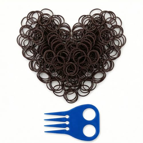 Horse Mane Braiding and banding Kit Mane/Tail Rubber Bands, Braid Aid Braiding Comb (Brown Band/BlueComb) - color: Brown Band/BlueComb