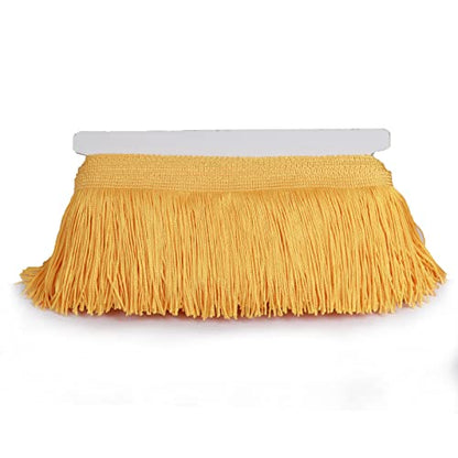 Chainette Fringe Trim 5 Yard x 4 Inches Fabric Tassel Trims - color: Yellow, size: 4"-5Yards/R