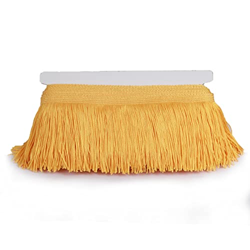 Chainette Fringe Trim 10 Yard x 4 Inches Fabric Tassel Trims - color: Yellow, size: 4"-10Yards/R