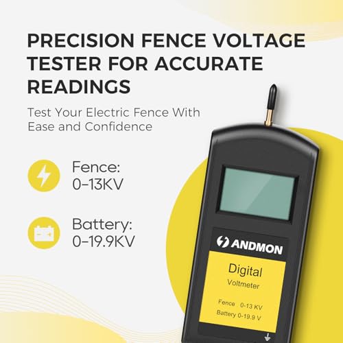 Andmon Versatile Electric Fence Tester, Battery Testing with Large LCD Display, Digital Electric Fence Voltage Tester, Accurate Testing Range 0 to13000V, Portable Design