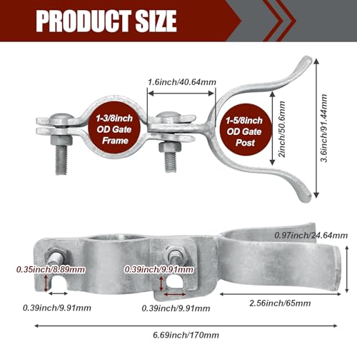 1-3/8" x 1-5/8" Chain Link Gate Latch, Silver - size: 1-3/8" x 1-5/8"