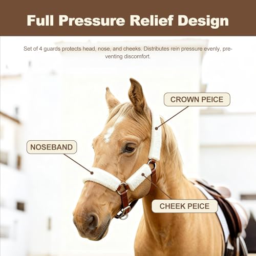 4 PCS Soft Lamb Fleece Horse Halter Cover, Prevents Horse Halter Rubbing