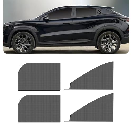 4 PCS Car Front and Rear Side Window Sunshades, 26.3" x 27.5" + 21.2" x 31.1" Mesh Ventilated Privacy Protector, Windows Lifting Anti-dust and Interference Cover, Universal for SUVs (Black)
