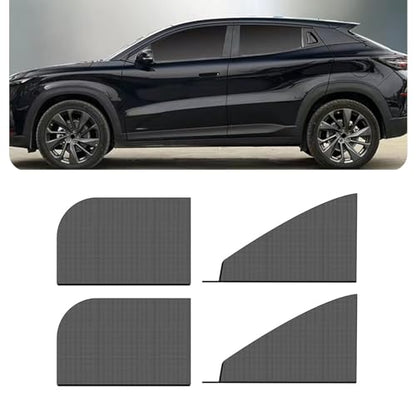 4 PCS Car Front and Rear Side Window Sunshades, 26.3" x 27.5" + 21.2" x 31.1" Mesh Ventilated Privacy Protector, Windows Lifting Anti-dust and Interference Cover, Universal for SUVs (Black)
