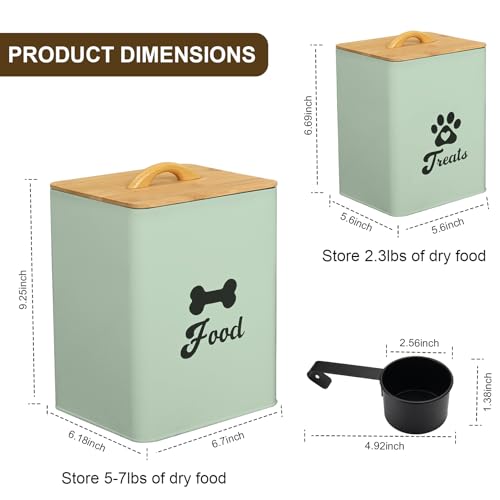 Dog Treat Container 2PCS, Dog Food Storage Container with Lids Airtight, Dog Treat Jars for Kitchen Counter-7+3Lbs (Saga Green) - color: Saga Green