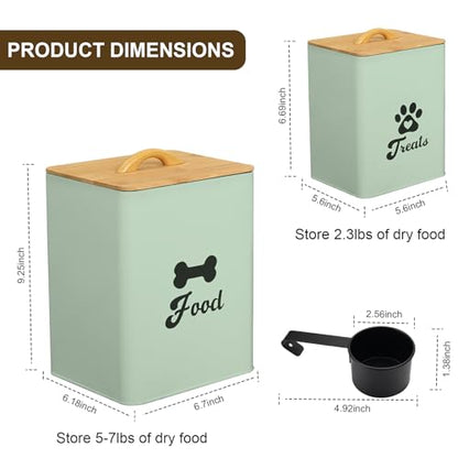 Dog Treat Container 2PCS, Dog Food Storage Container with Lids Airtight, Dog Treat Jars for Kitchen Counter-7+3Lbs (Saga Green) - color: Saga Green