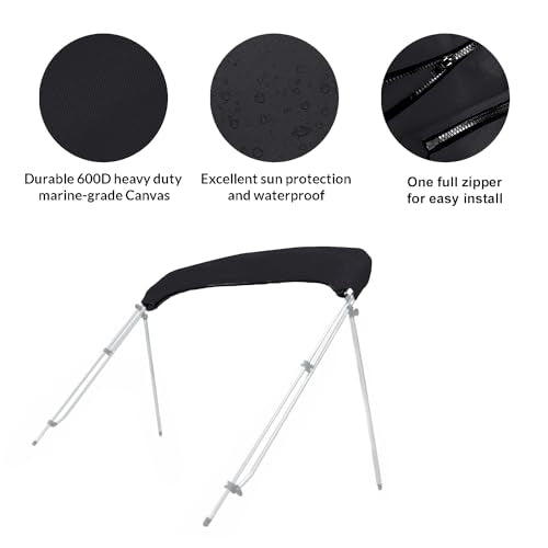 SavvyCraft Bimini Top Cover Boot, Black, Pontoon Square Frame 96"-103" W - color: Black, size: Pontoon Square Frame 96"-103" W
