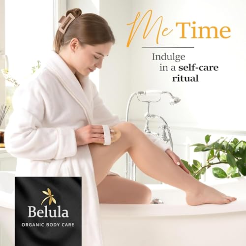 Belula 100% Boar Bristle Dry Brushing Body Brush Set, Face Brush, Gloves