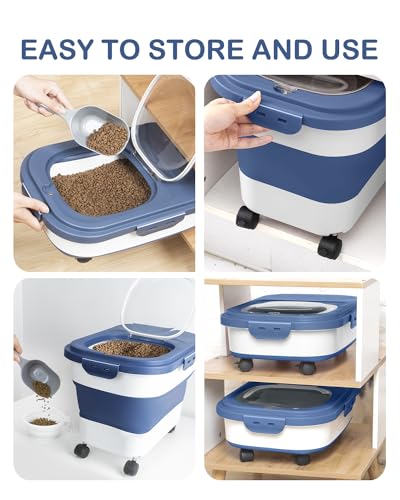 20-23 Lbs Dog Food Storage Container,Collapsible Dog Food Container - color: Blue