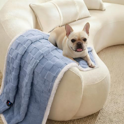 Luciphia Waterproof Dog Blanket, Reversible Fleece & Sherpa, Couch Cover - color: Creamy Blue, size: Medium (57x40 inch)